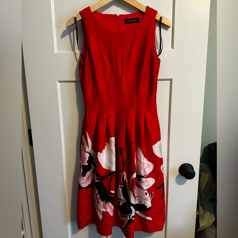 Ivanka Trump Red Floral Midi Dress